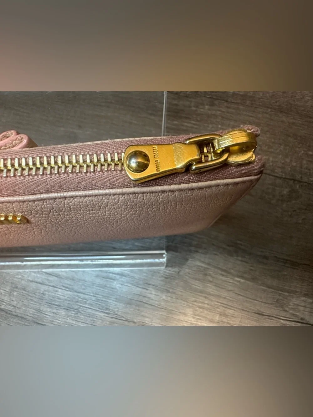 Miu Miu Studded Bow Crystal Embellished L-Zip Wallet
